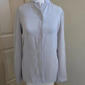 Giorgio Armani minimalist oriental collar long sleeve button up top 4 taupe